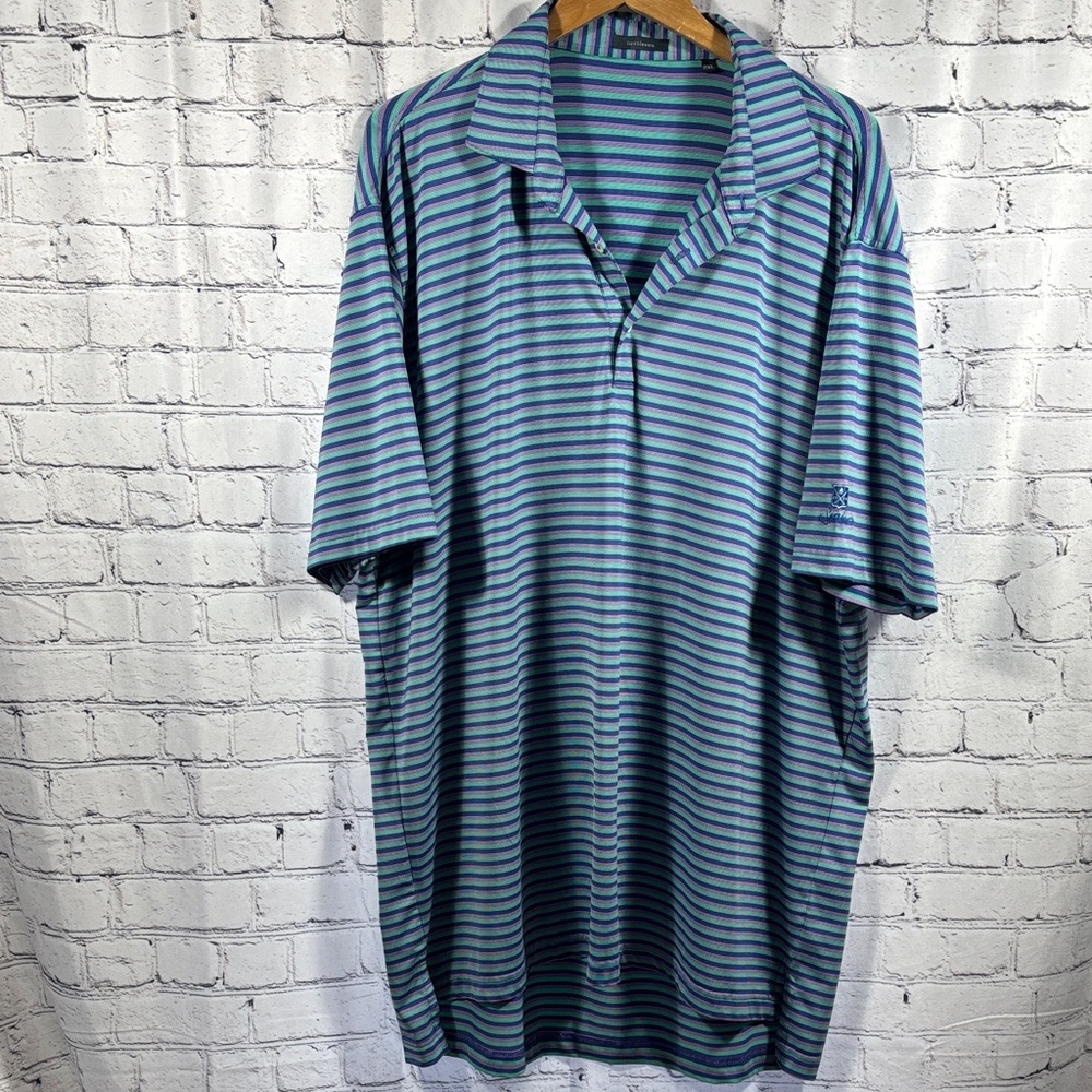 Men's Striped Polo Shirt - Blue, Purple and Mint Green